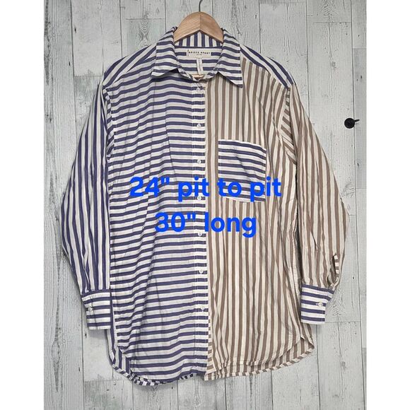Apiece Apart Oversized Striped Preppy Blokecore Colorblock Button Down Sz. S - Picture 3 of 6